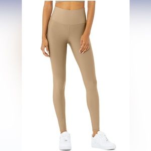 Alo Yoga Beige High Waist Power Mesh Yoga Leggings Sz M